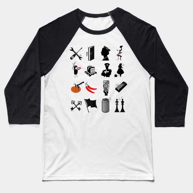 Rockband Pictogram Festival Baseball T-Shirt by Quentin1984